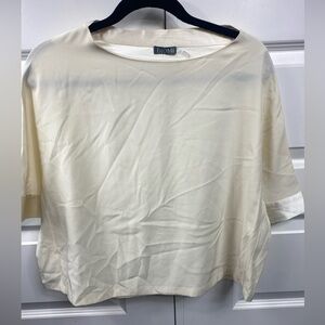 Diomi Women’s 100% Silk Blouse XS Extra Small Cuffed 3/4 Sleeves Oversized Top